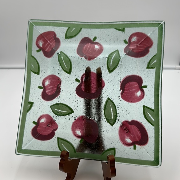 Vintage Blown Glass Red Apple Dish- - Picture 3 of 16